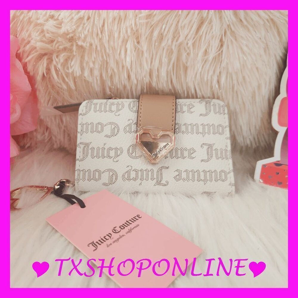 💗🌺{Juicy Couture} Pecan white with pecan modern chic tab card wallet🌺💗
